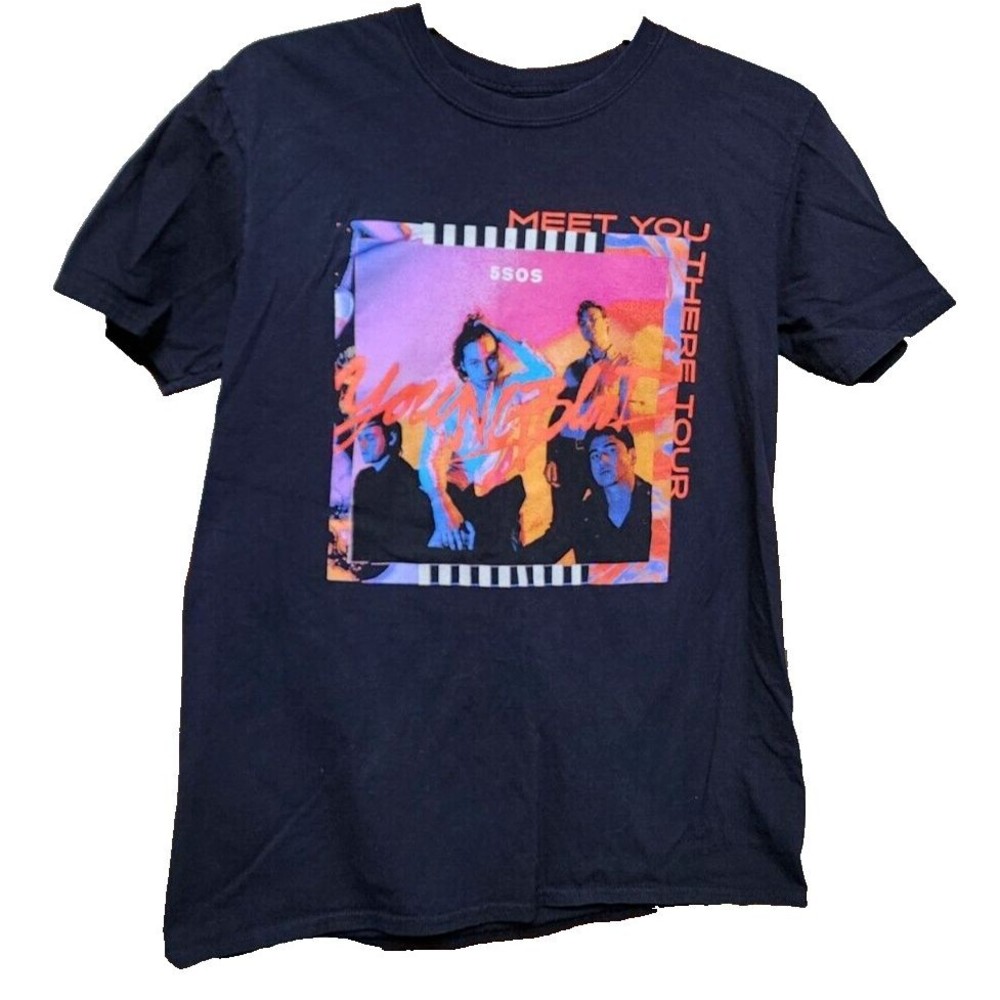 5SOS Youngblood Meet You There 2018 Black Band Tour T-Shirt L Rock Australia